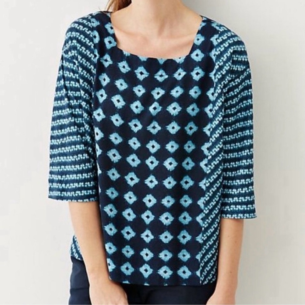 J. Jill Batik Diamond Patterned Boxy Blouse